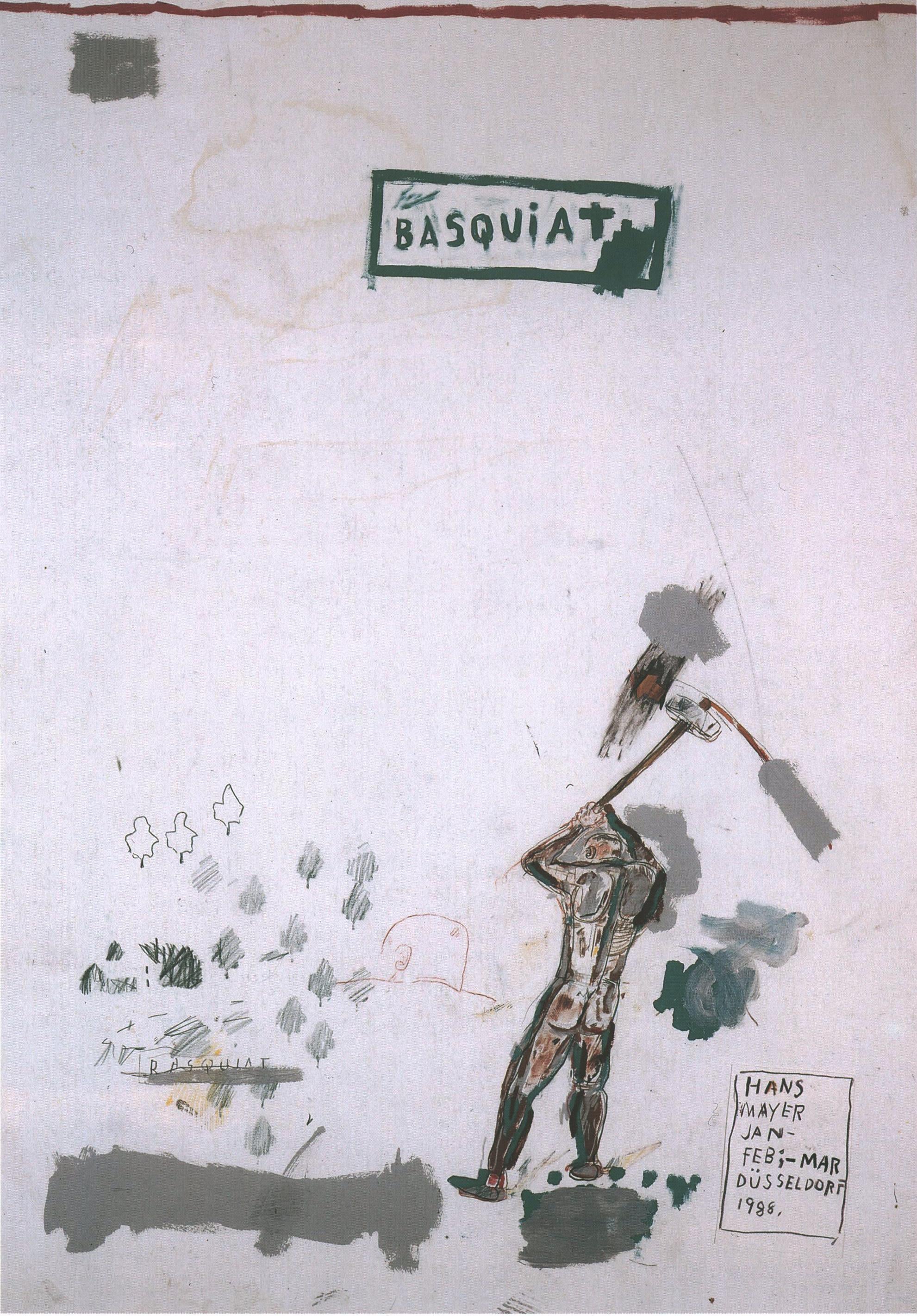 Basquiat Galerie Hans Mayer 1988 (anuncio de exposición de Basquiat en los años 80) en venta 1