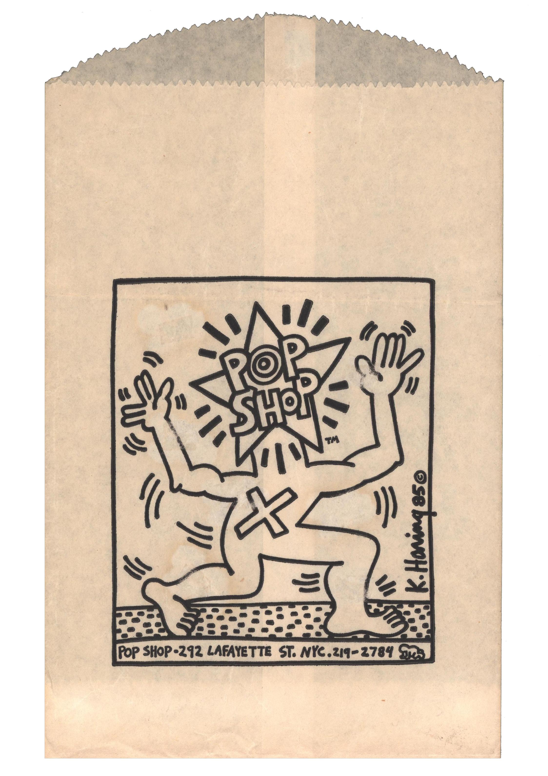 Original 1980s Keith Haring Pop Shop bag (Haring 1980s Pop Shop) For Sale 1