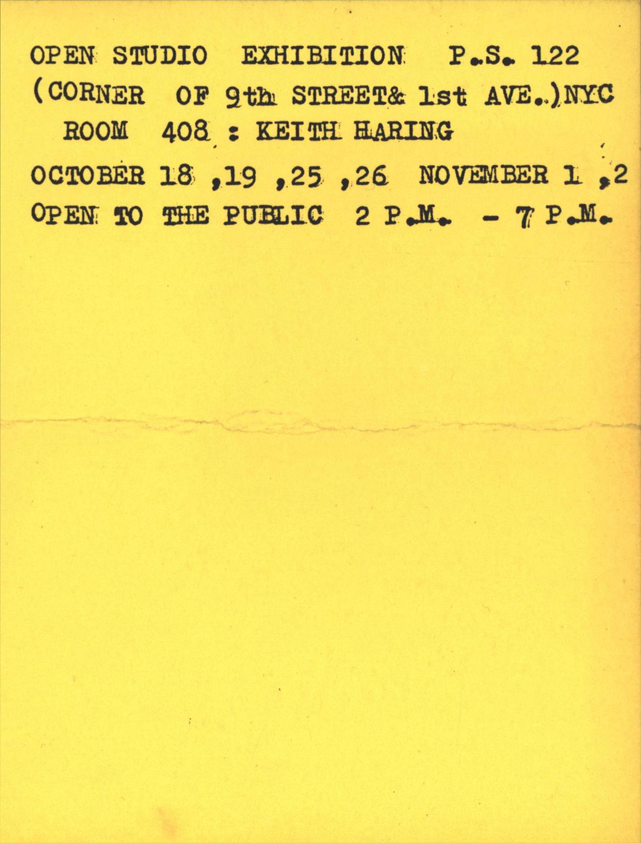 Keith Haring at P.S. 122 New York 1980 (announcement) For Sale 2