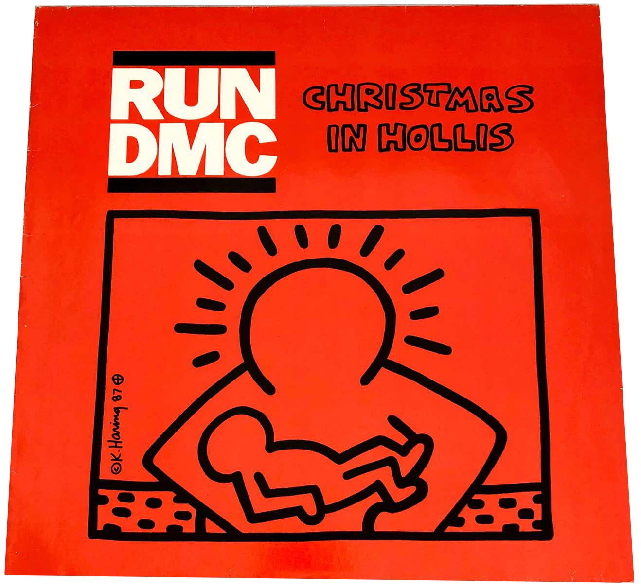 Keith Haring, Run DMC Christmas:
Super rare sought-after Run DMC "Christmas In Hollis" featuring Original Artwork by Keith Haring. Truly vibrant colors that make for stand-out wall art and unique vintage Keith Haring collectible. Literature: Taschen