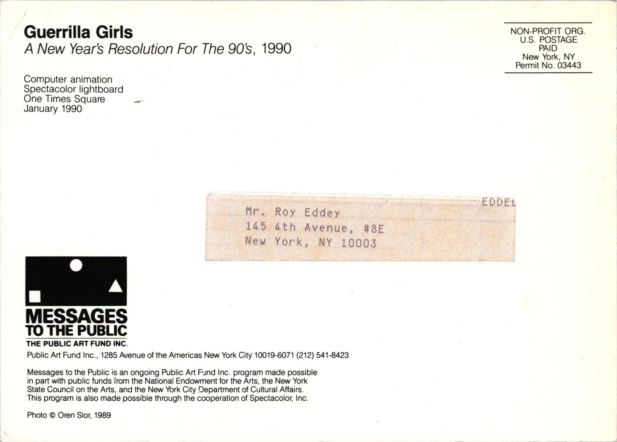 Tarjetas de anuncio de las Guerrilla Girls de los 90 (lote de 3) en venta 2