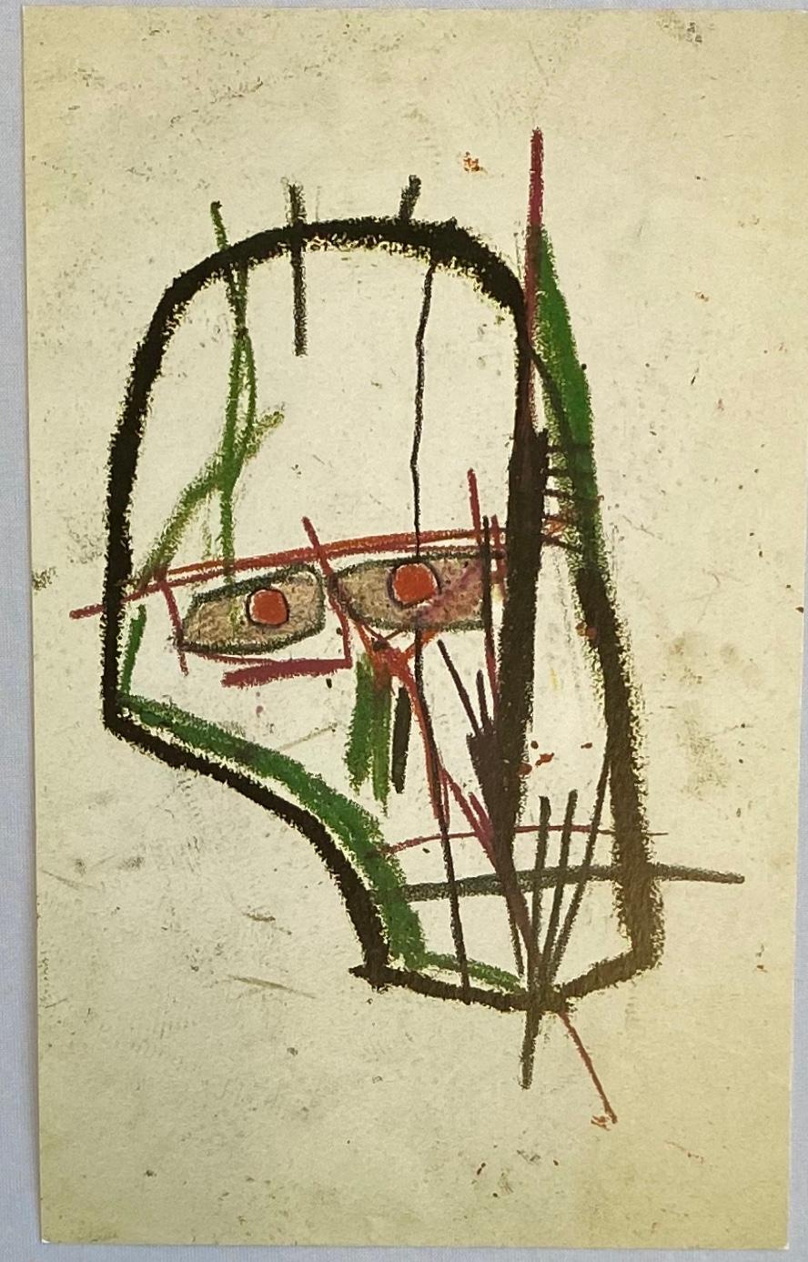 Jean-Michel Basquiat Robert Miller Gallery, New York: 

Rara cartolina d'annuncio vintage di Basquiat, altamente collezionabile, pubblicata in concomitanza con: 'Bodies and Heads: Drawings from The Estate of Jean-Michel Basquiat