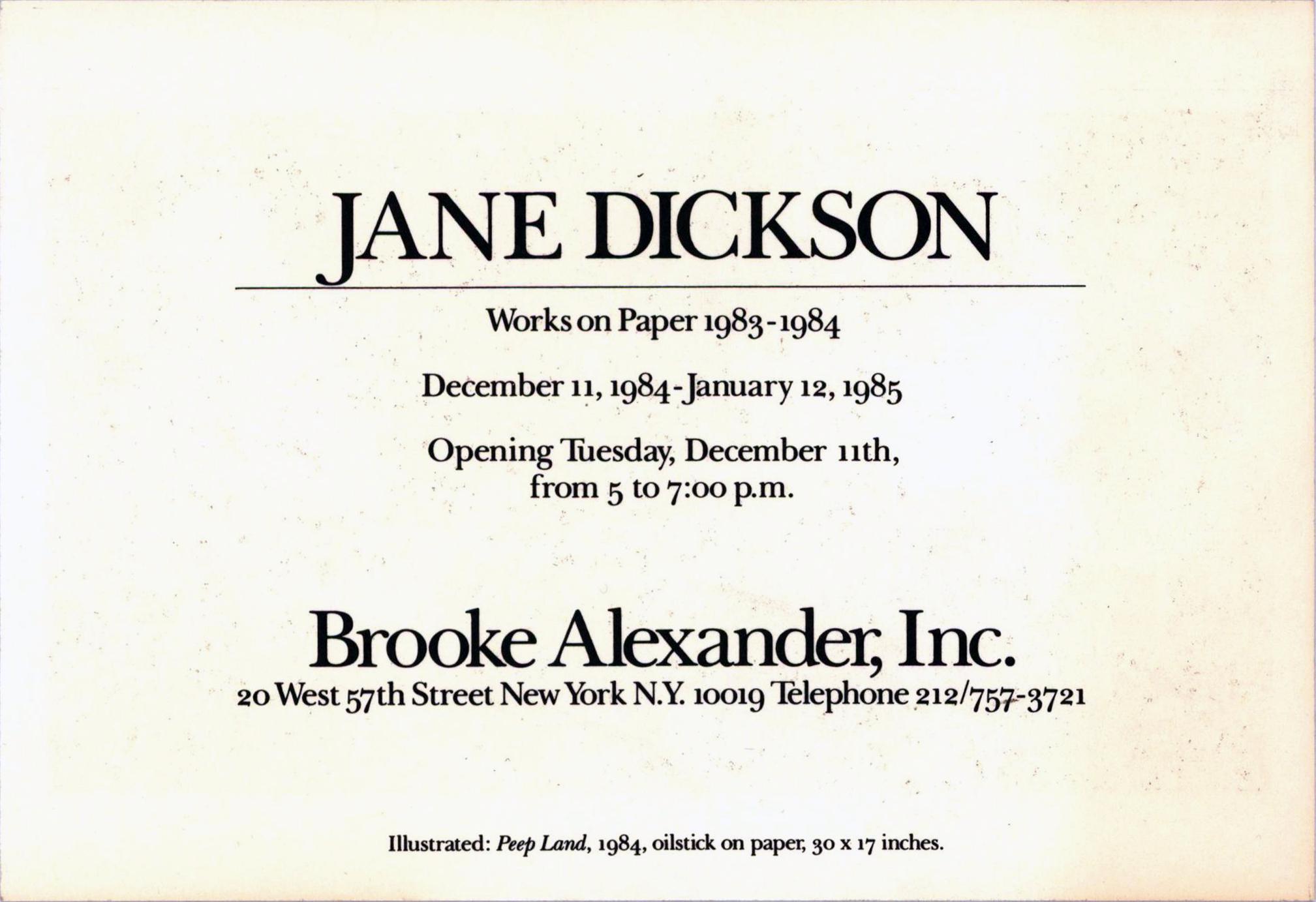 Jane Dickson New York 1985 (annonce) en vente 1