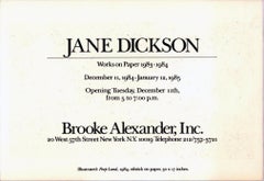Jane Dickson New York 1985 (announcement)