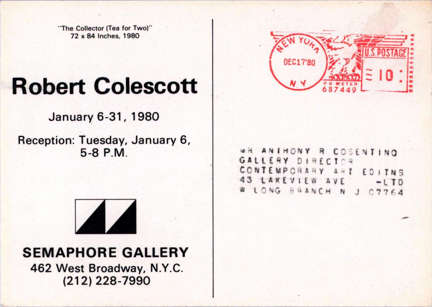 Galerie Robert Colescott Semaphore 1980 (announcement) en vente 2