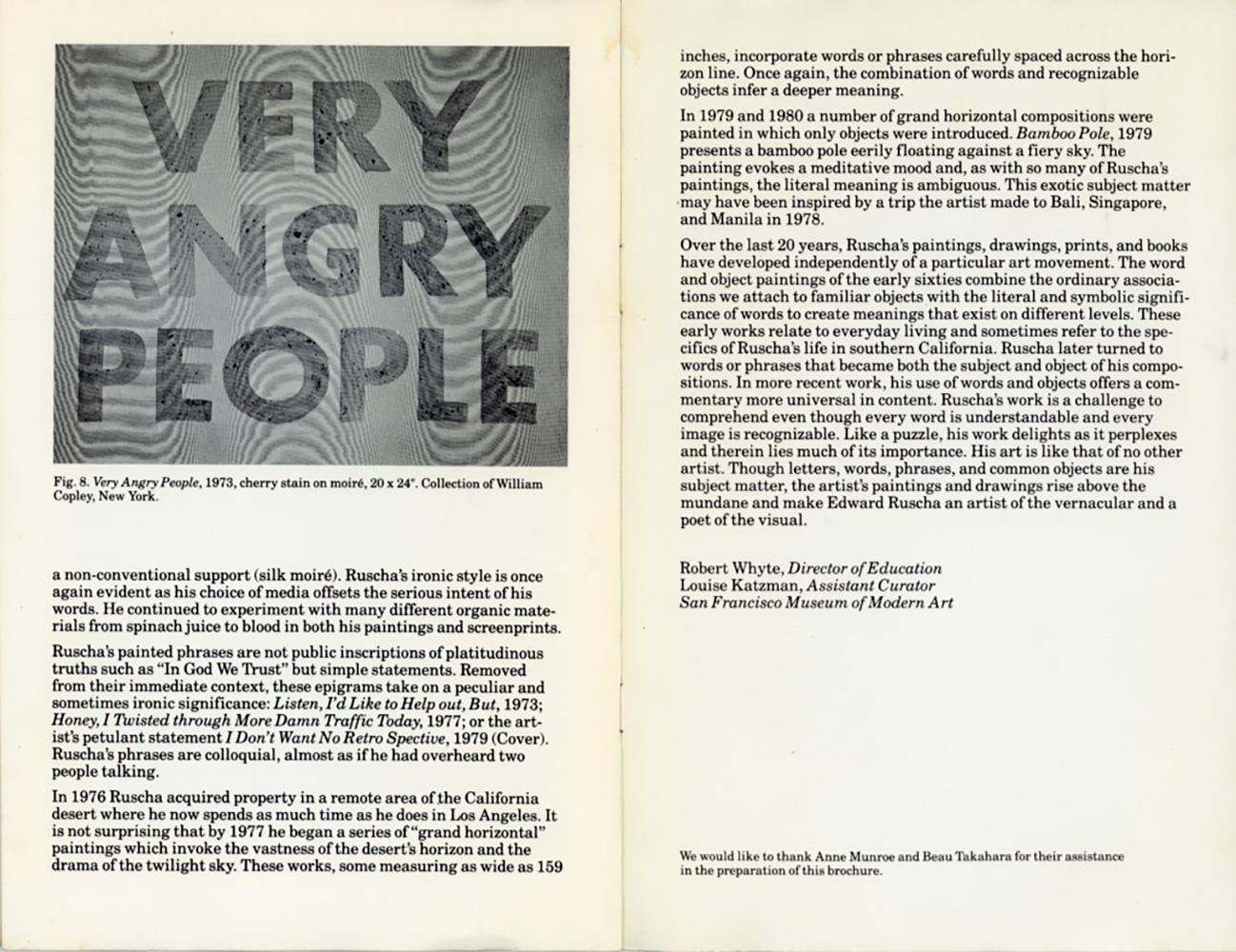 Ed Ruscha I Don't Want No Retrospective (program) For Sale 4