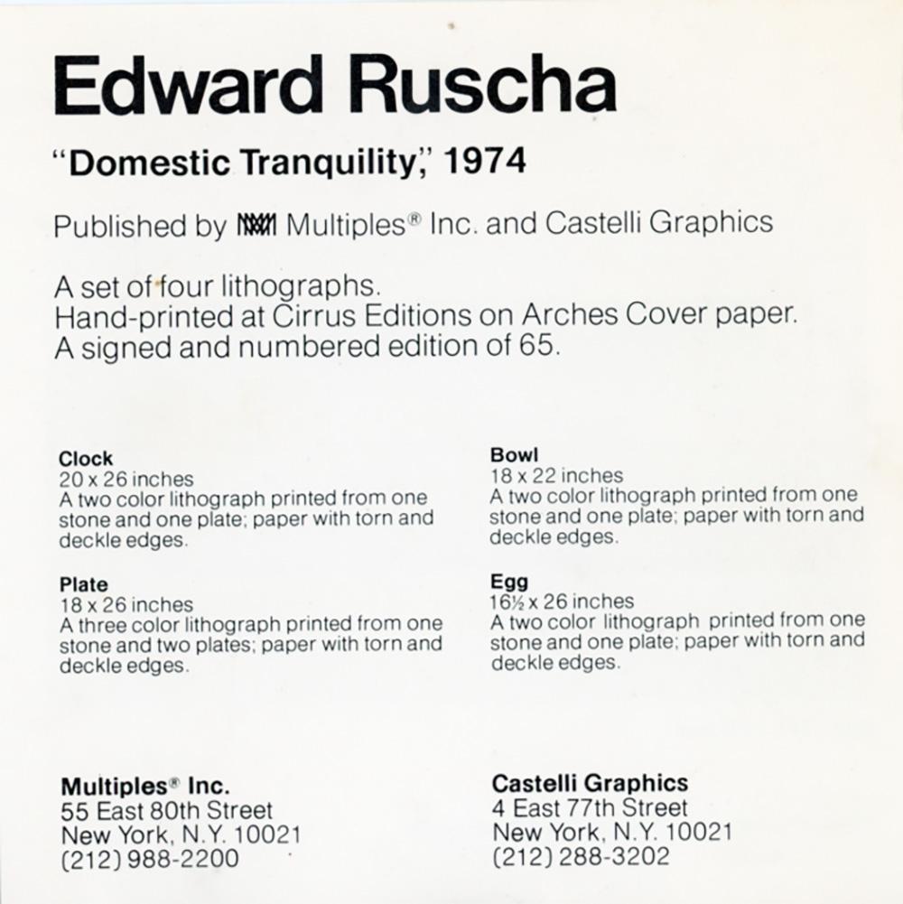 Ed Ruscha Domestic Tranquility 1974 (announcement) For Sale 2