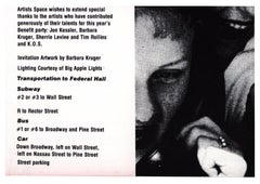 Barbara Kruger Artists Space 1987 (Ankündigung)
