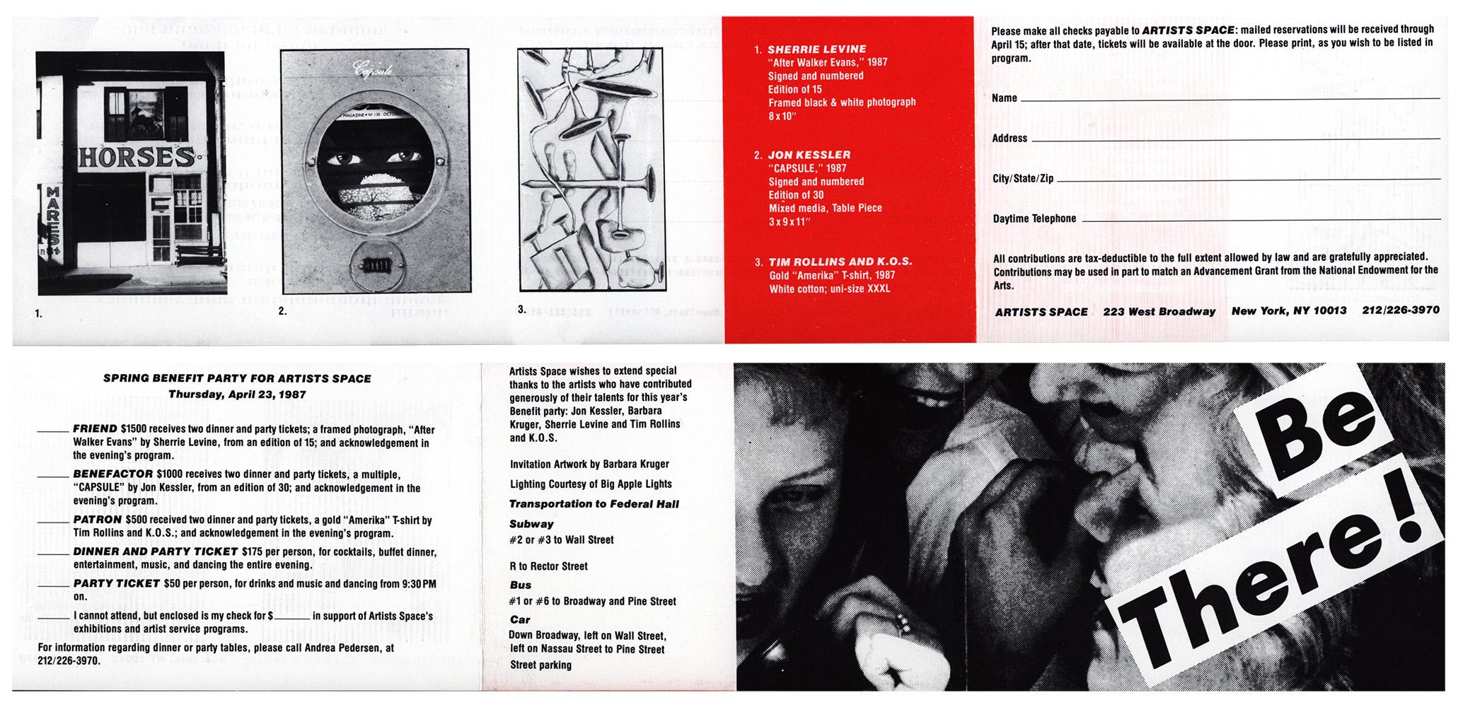 Barbara Kruger Artists Space 1987 (announcement) For Sale 4