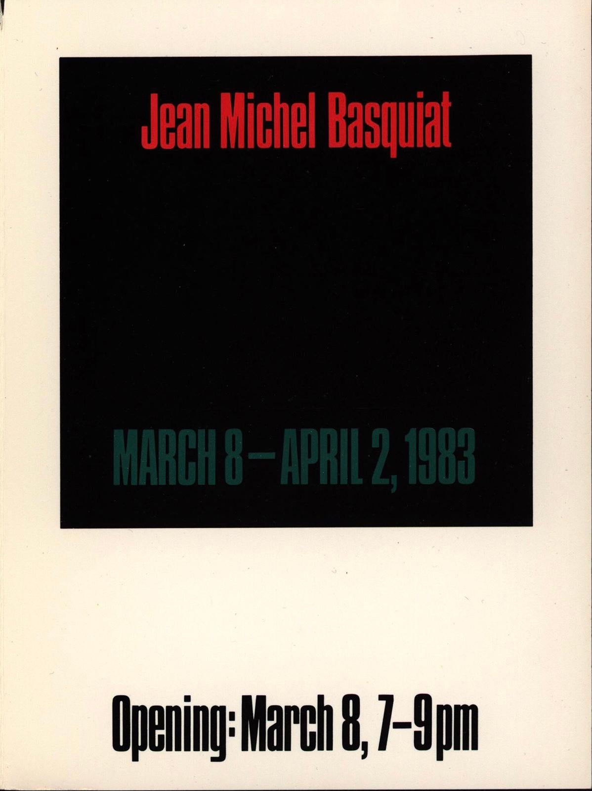 Jean-Michel Basquiat, Gagosian Gallery, Los Angeles, 1983:

RARE historic Basquiat announcement card published on the occasion of:
Jean- Michel Basquiat. Larry Gagosian Gallery, Los Angeles, California: March 8 to April 2, 1983.

A must have early