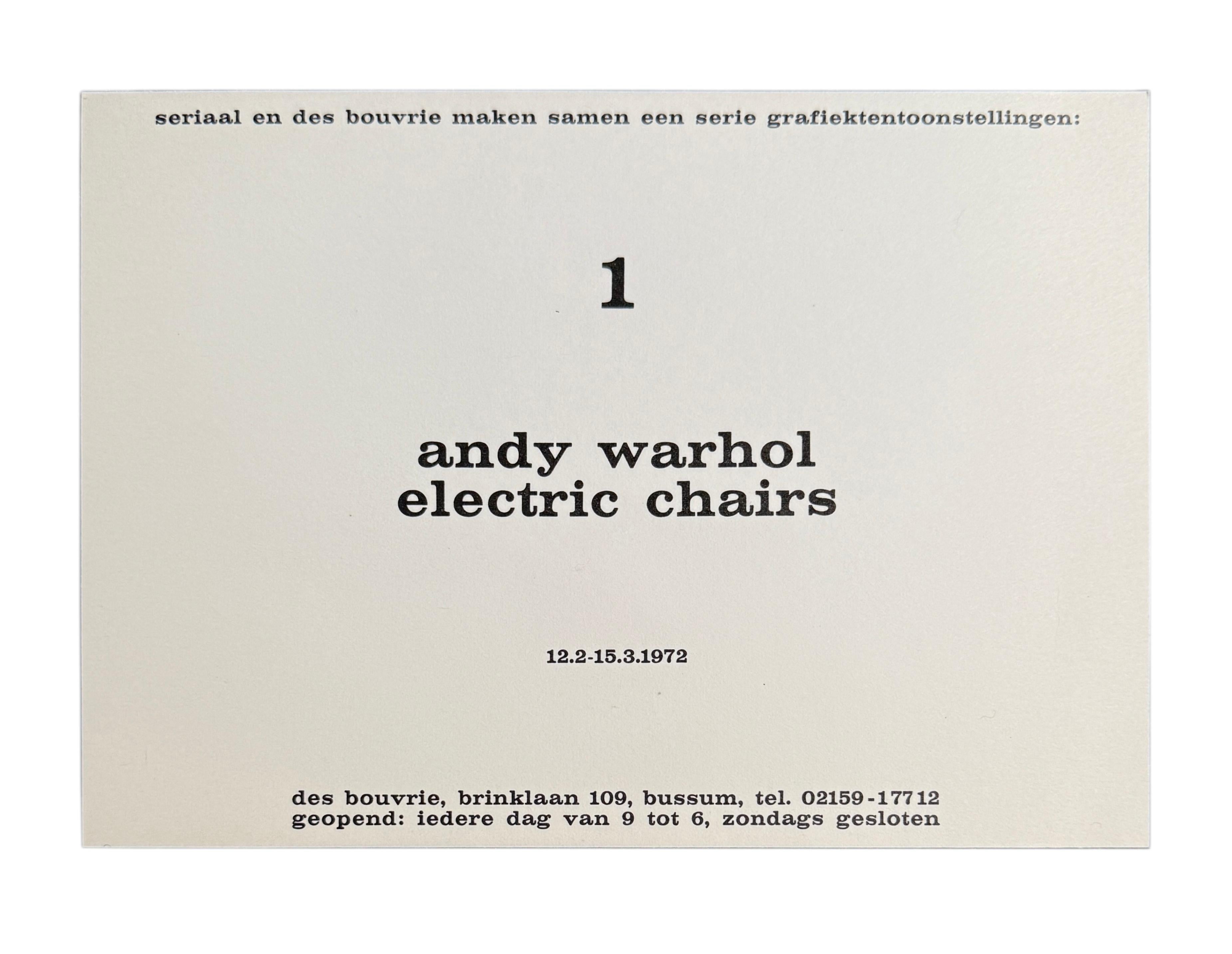Andy Warhol Electric Chairs announcement 1972 For Sale 2