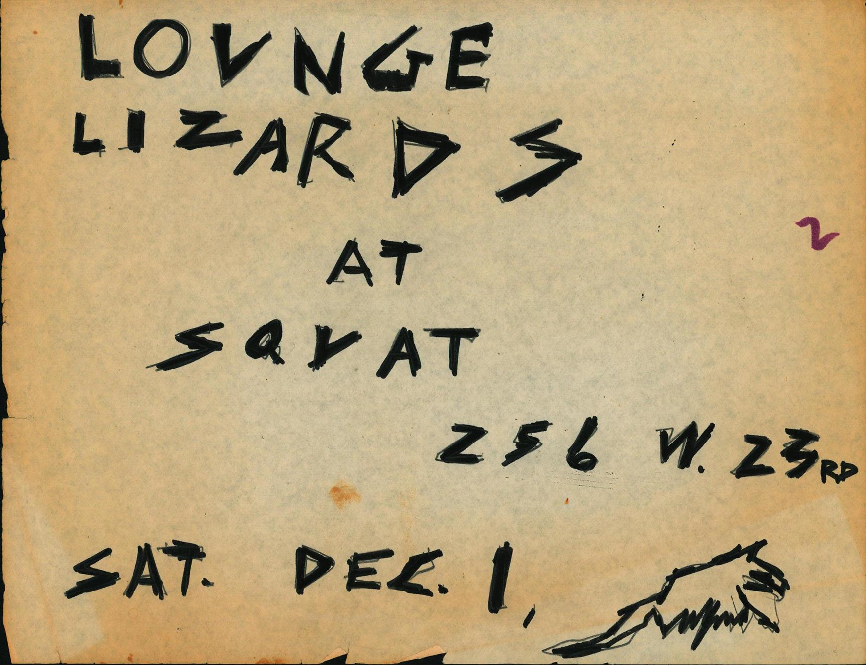 Disegno di Basquiat 1979 (disegno di Basquiat Lounge Lizards) - Art di Jean-Michel Basquiat