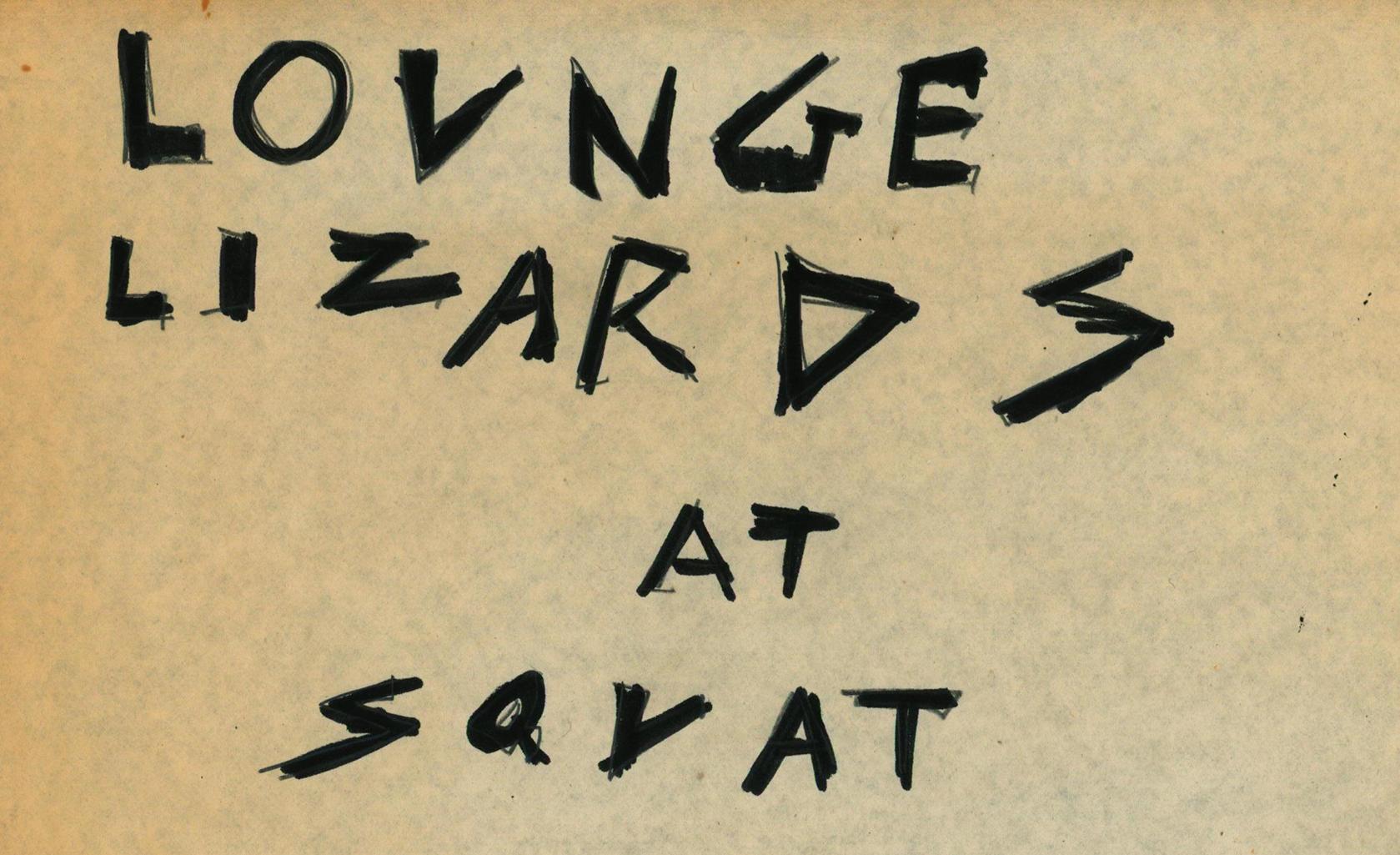 Disegno di Basquiat 1979 (disegno di Basquiat Lounge Lizards) - Art Pop Art di Jean-Michel Basquiat