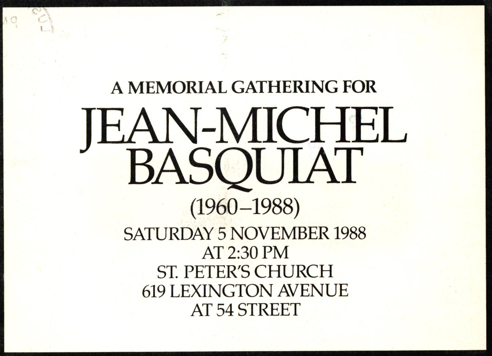 Jean-Michel Basquiat Memorial card 1988 For Sale 1