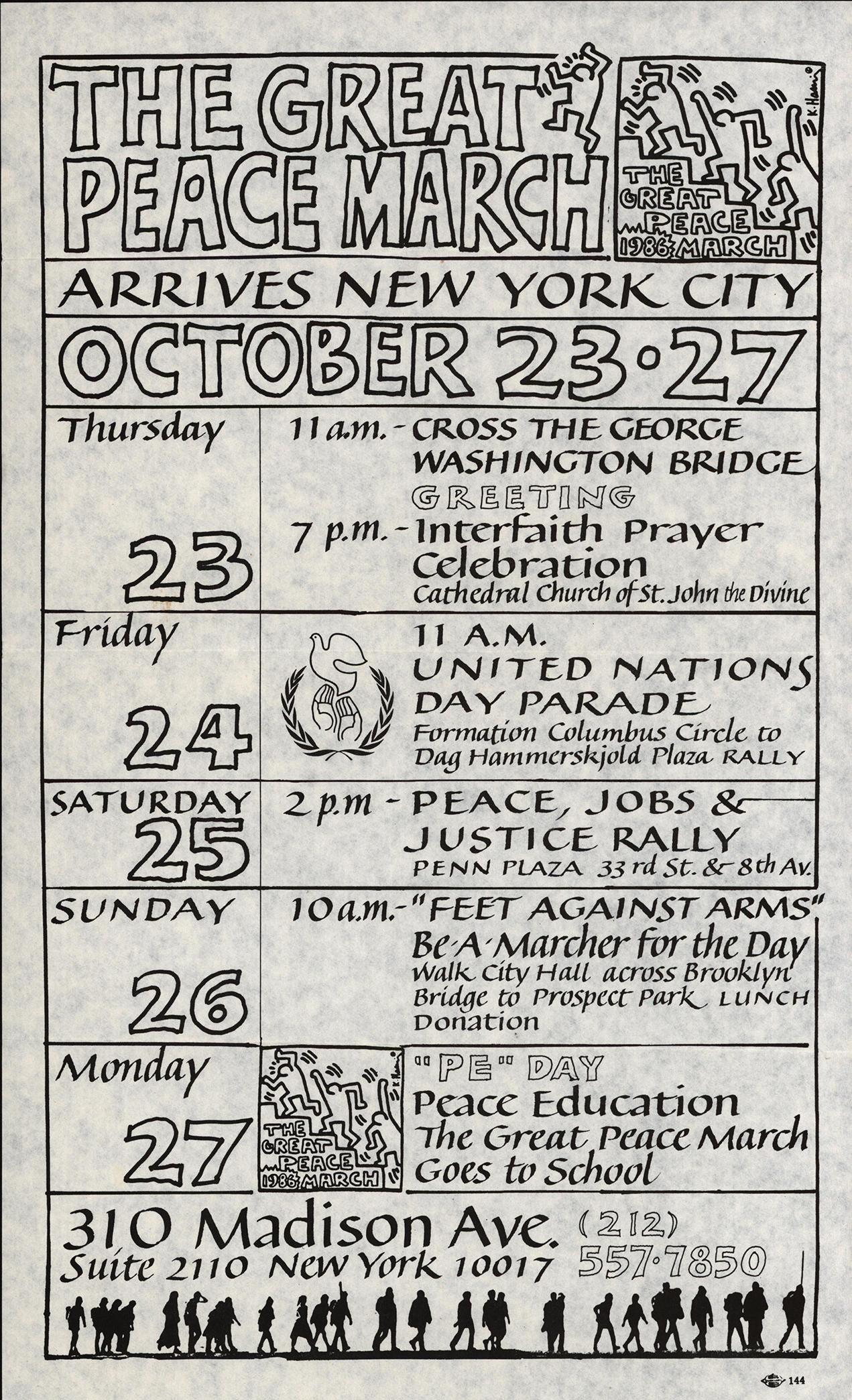 Keith Haring The Great Peace mars 1986 (announcemet) en vente 1