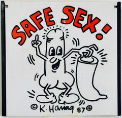 Custodia per preservativi Safe Sex! di Keith Haring (Vintage Keith Haring 1987)