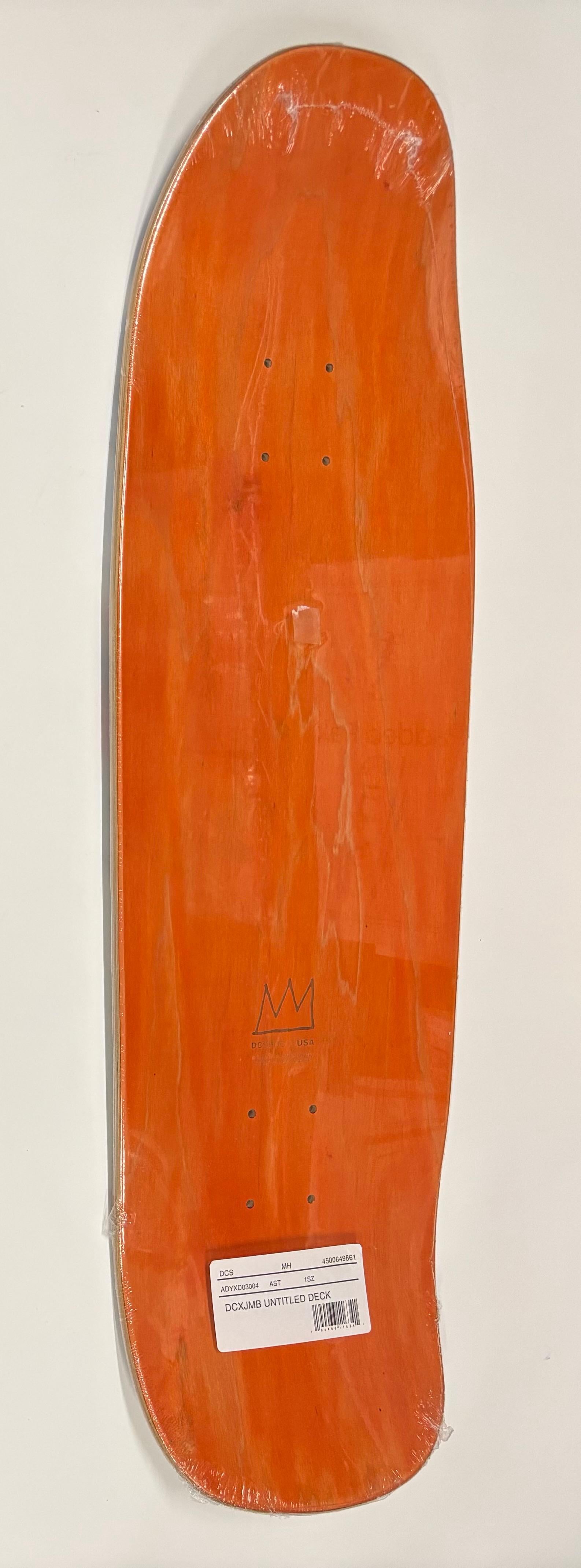 Jean-Michel Basquiat Skateboard Deck:
Limited edition Jean-Michel Basquiat Skateboard Deck licensed by the Estate of Jean-Michel Basquiat in conjunction with Artestar in 2021, featuring estate licensed imagery of an early 1980s Basquiat skull. From