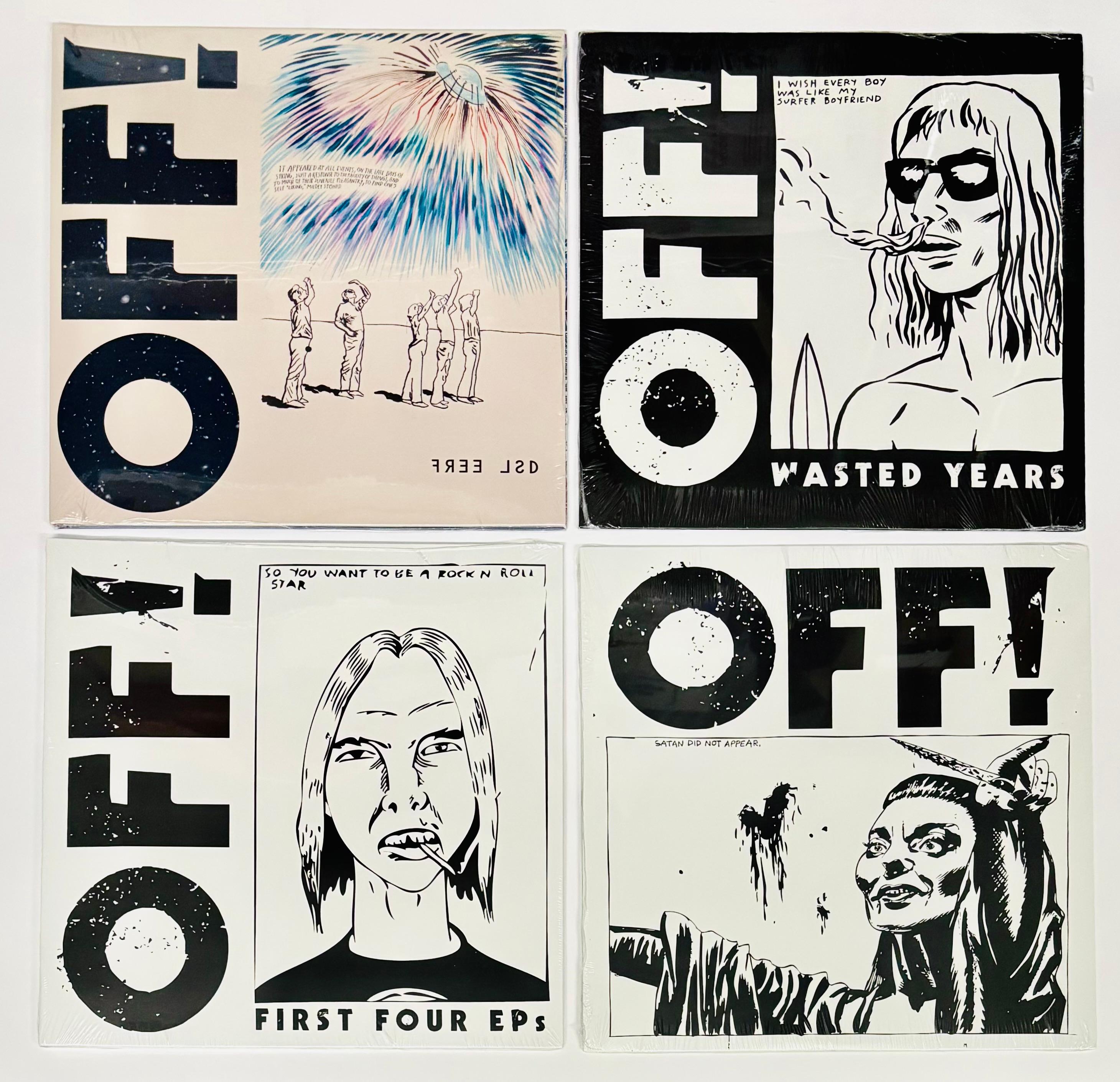 Carátulas de discos de Raymond Pettibon 2022:
Conjunto de 4 álbumes de discos ilustrados individuales de Raymond Pettibon acompañados de sus discos de vinilo originales:

Las vibrantes ilustraciones de Pettibon para el grupo OFF! se combinan aquí
