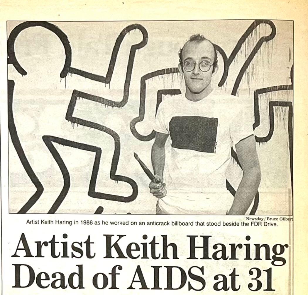 Keith Haring death 1990:
Set of four RARE 1990 New York newspaper articles announcing Keith Haring’s death.

Components: 
Feb 17, 1990 removed articles from the:

- New York Post
- New York Daily News
- New York Times
- New York