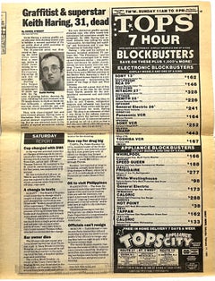 Keith Haring Tod 1990 (NY Zeitungsartikel, die Harings Tod ankündigen)