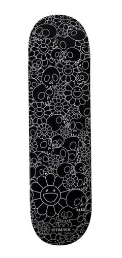 Tavola da skateboard "Flowers" di Takashi Murakami (Murakami: fiori, teschi, bianco e nero)
