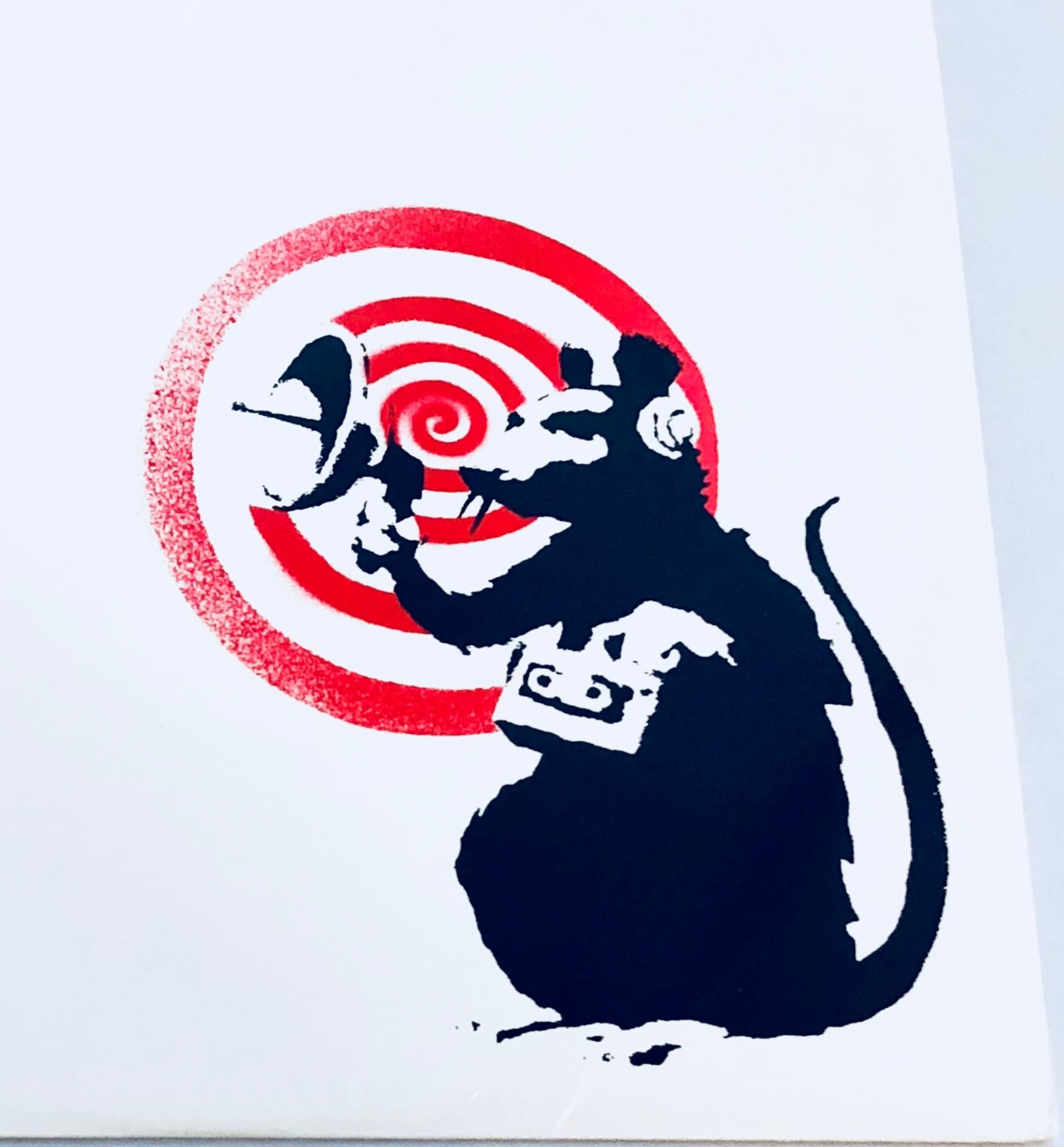 Banksy produced this cover & record label art for his friends Dirty Funker in 2008. Featured here is Banksy's world renown Radar Rat. A rare sought after accessibly priced Banksy collectible that makes for very cool wall art. 

Silkscreen on Record