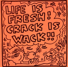 Vintage Rare Keith Haring Vinyl Record Art (Keith Haring Crack Is Wack)