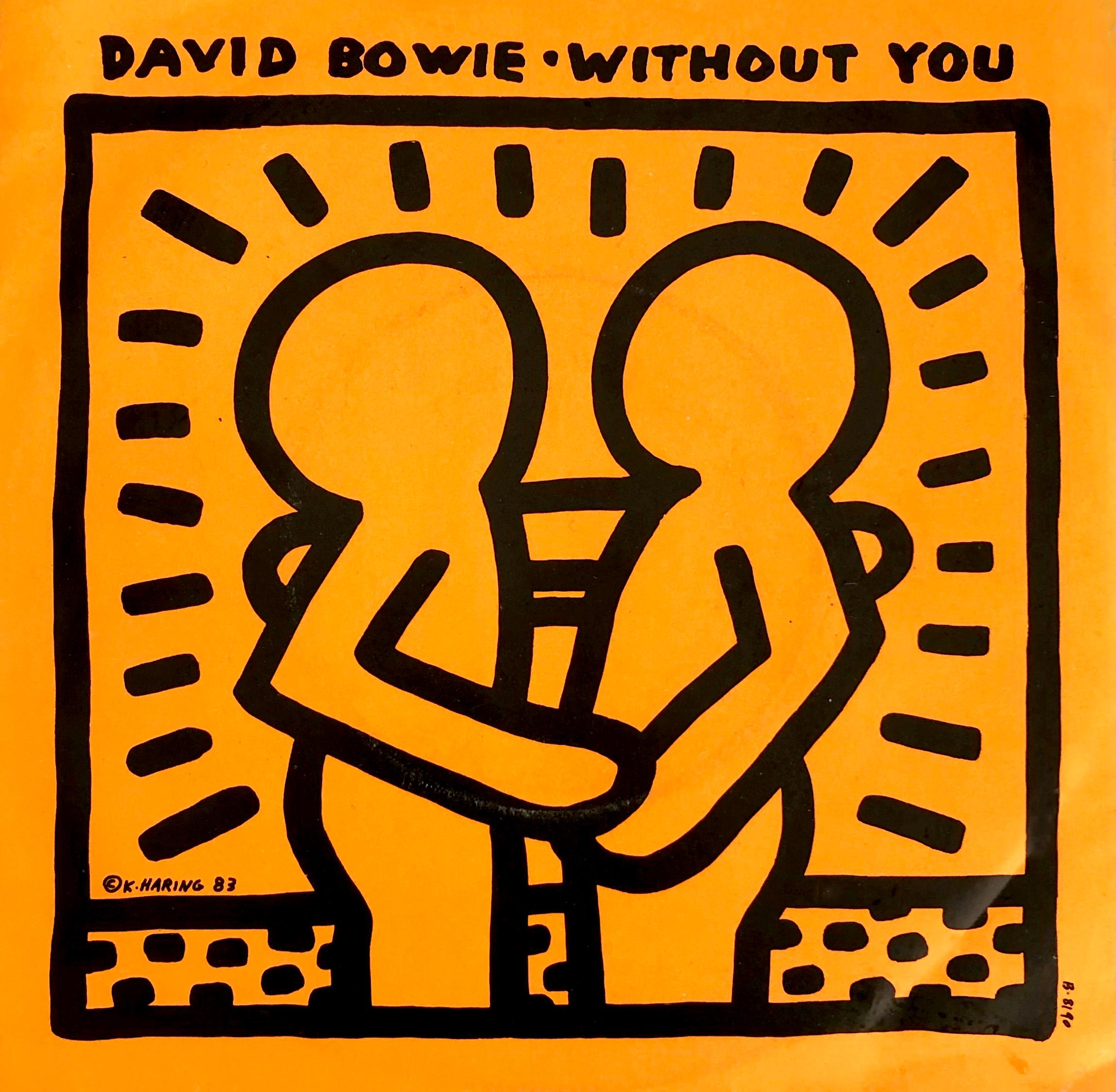 David BOWIE "Without You" A Rare Highly Sought After Vinyl Art Cover featuring Original Artwork by Keith Haring

Year: 1983

Medium: Off-Set Lithograph

Dimensions: 7 x 7 inches

Cover: Minor shelf wear and fading to right edge; otherwise good