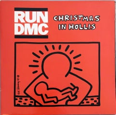 Rare Original Keith Haring Vinyl Record Art (Run Dmc Christmas)