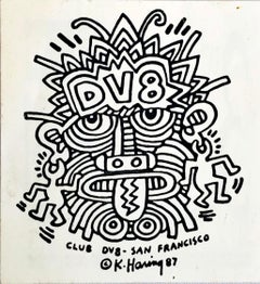 Keith Haring DV8 San Francisco (set of 2 1980s Haring designed announcements) 