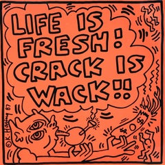 Rare et original Keith Haring Vinyl Record Art (Keith Haring Crack Is Wack)