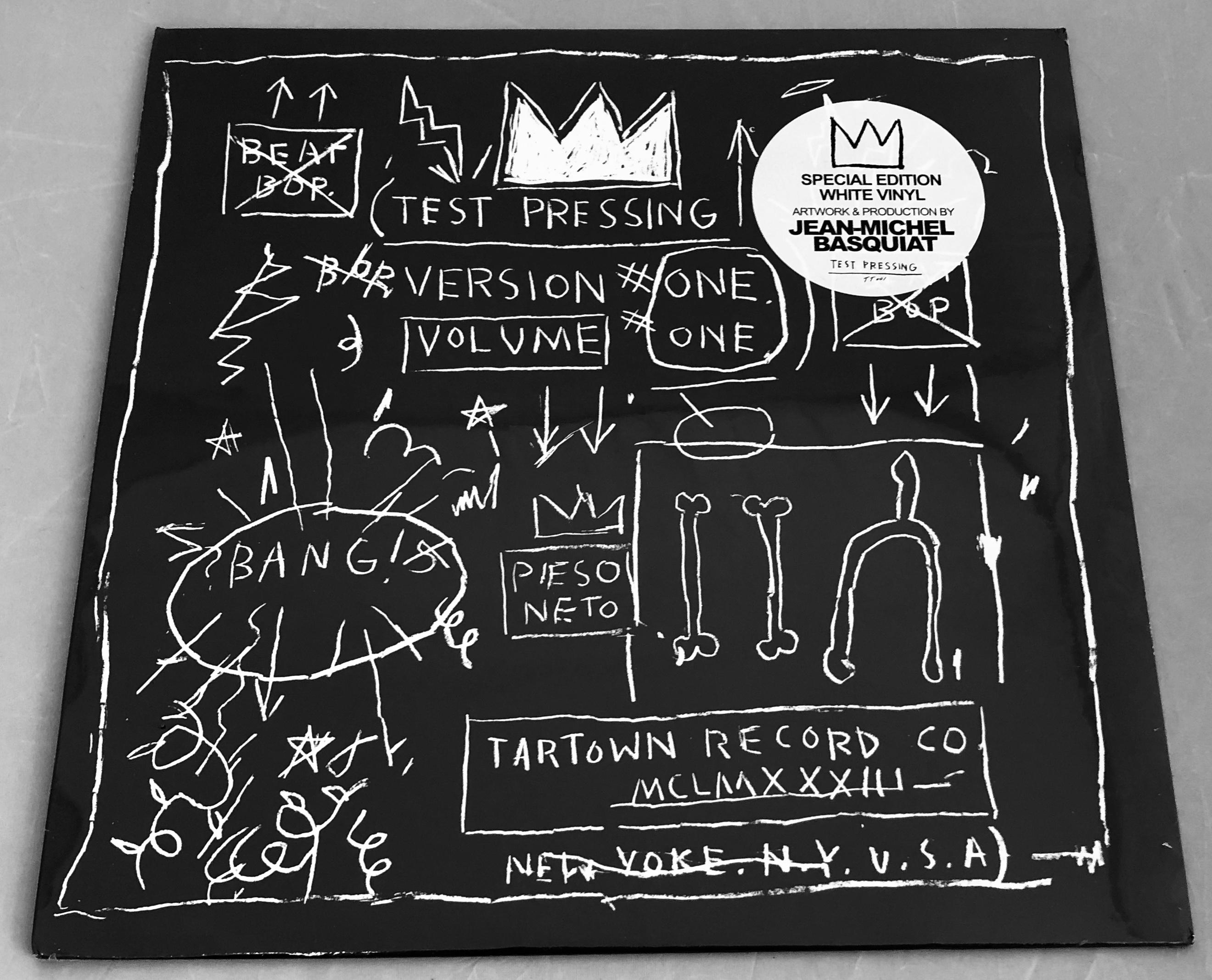 Jean-Michel Basquiat Beat Bop Vinyl Record. New and sealed in its original packaging. Special edition White vinyl pressing published circa early 2000s. 

Basquiat's history with rap music runs deep. That connection was most visible in the “Beat Bop”