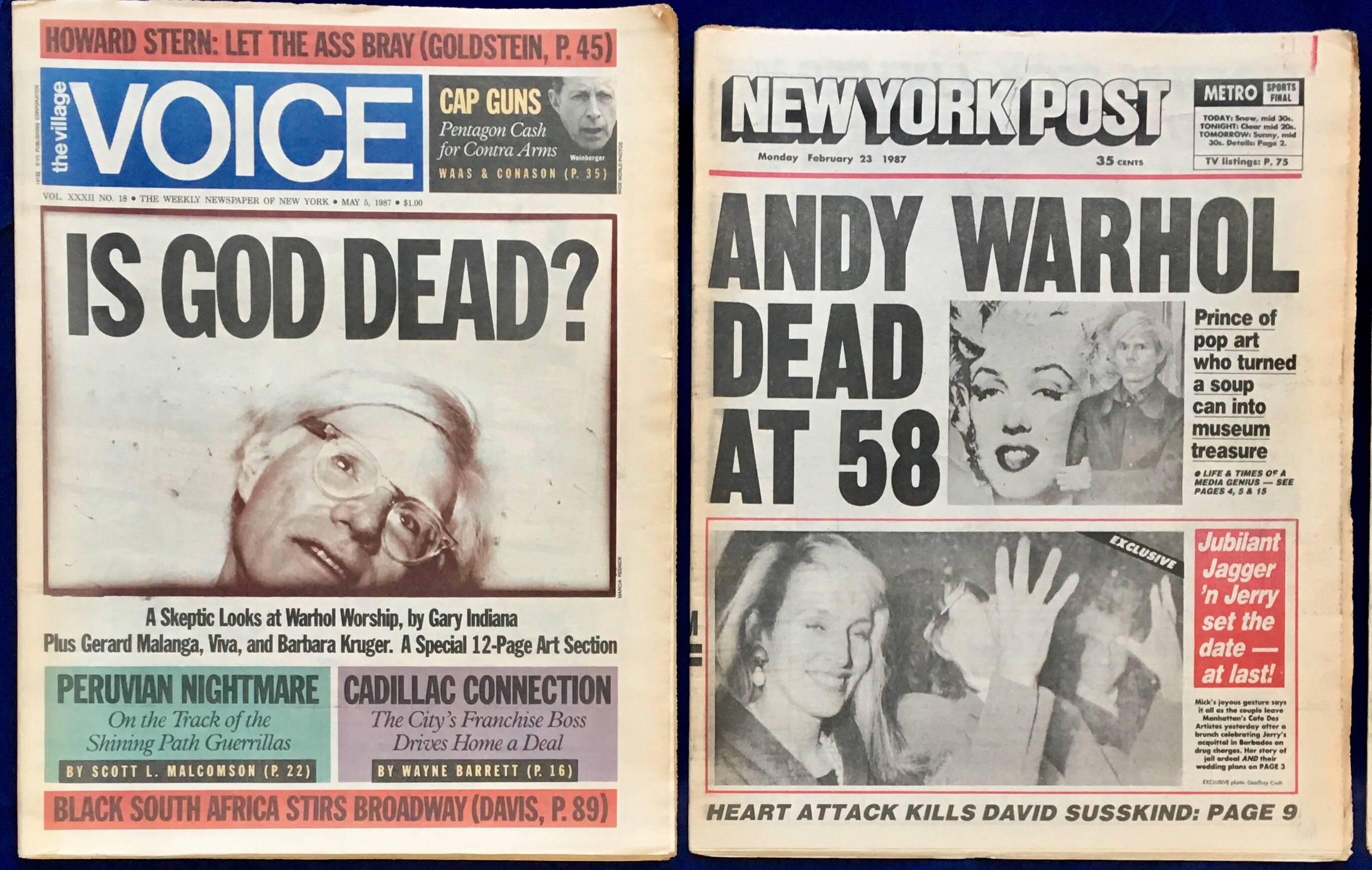 Andy Warhol Dies! Set of five 1987 NY Newspapers announcing Warhol's death 2