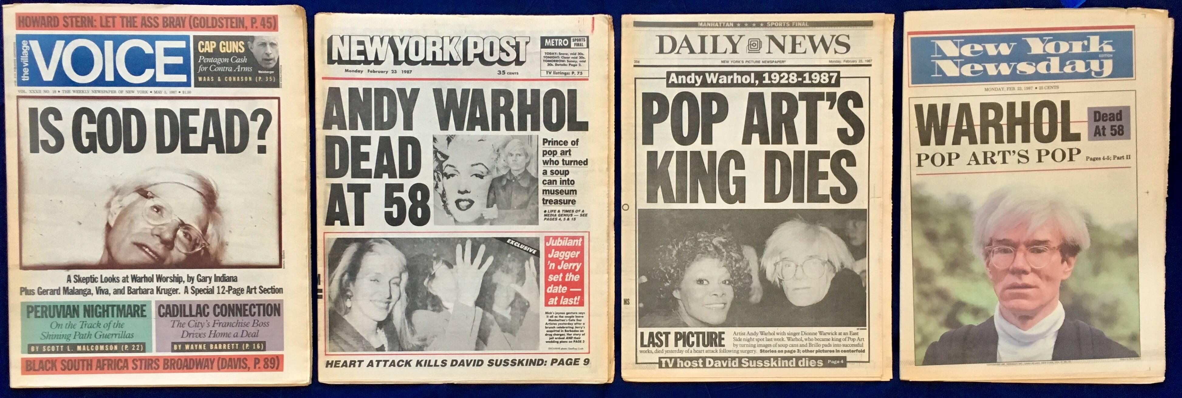Andy Warhol Dies! Set of five 1987 NY Newspapers announcing Warhol's death 4