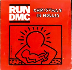 Retro Rare Original Keith Haring Vinyl Record Art (Run Dmc Christmas) 