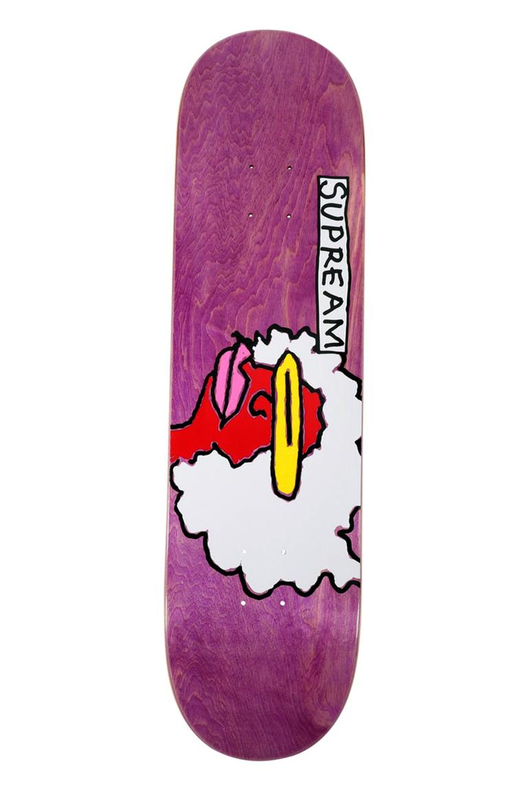 Mark Gonzales Supreme Skateboard Deck 2017: 

Dimensions: 31.5 x 8 x 0.5 in. (80.01 x 20.32 cm). 
Medium: Offset print on Maple Wood. 
Printed artist signature & Supreme logo on reverse. 
New in its original packaging, excellent overall condition.
