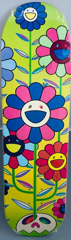 Murakami Flowers skateboard deck (Takashi Murakami black flowers)