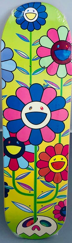 Vintage Murakami Flowers skateboard deck (Takashi Murakami black flowers) 