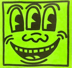 Vintage Original Keith Haring Three Eyed Smiling Face sticker (Haring early 80s) 