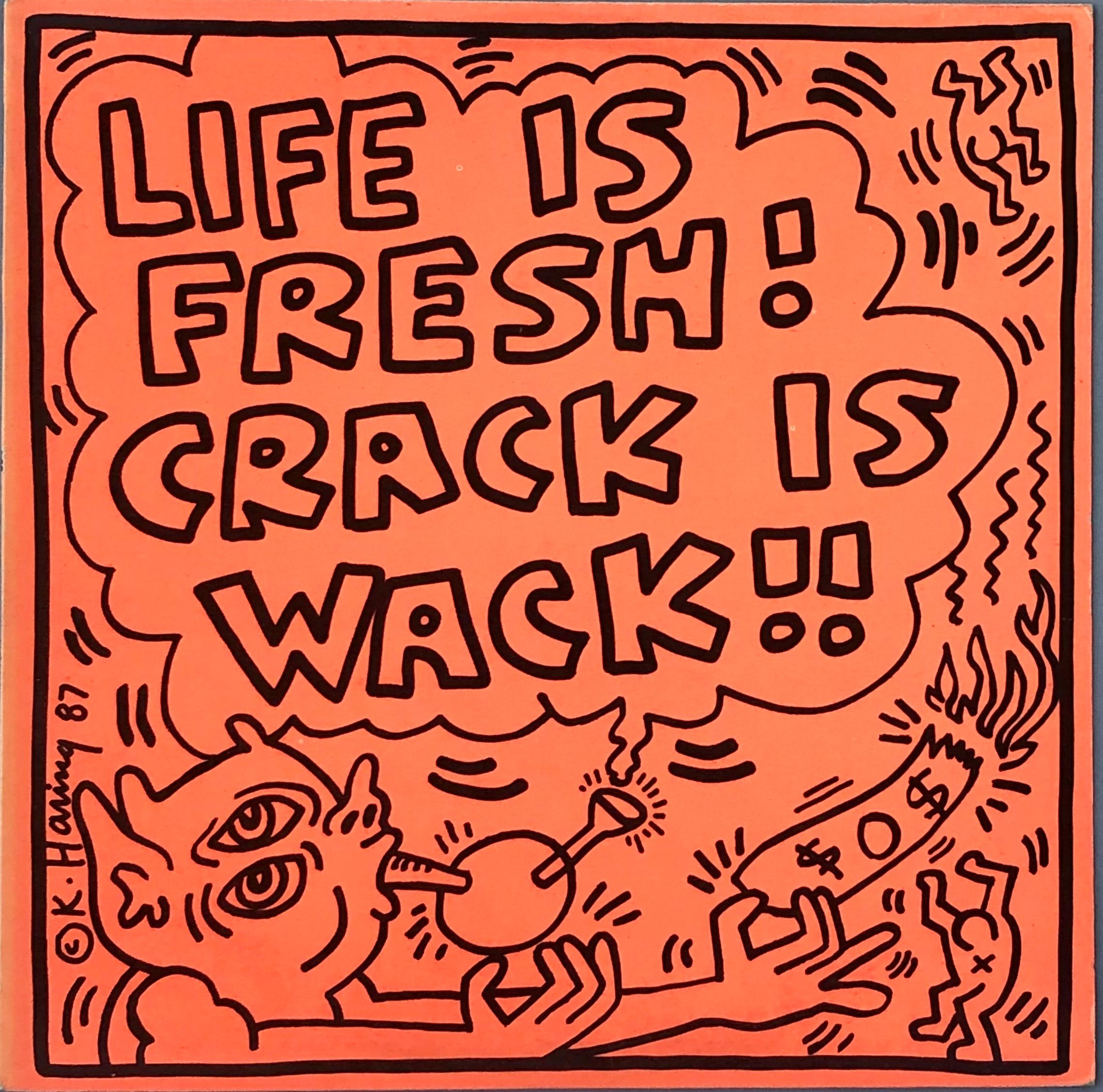 Rare original Keith Haring Vinyl Record Art (Keith Haring Crack Is Wack)  1