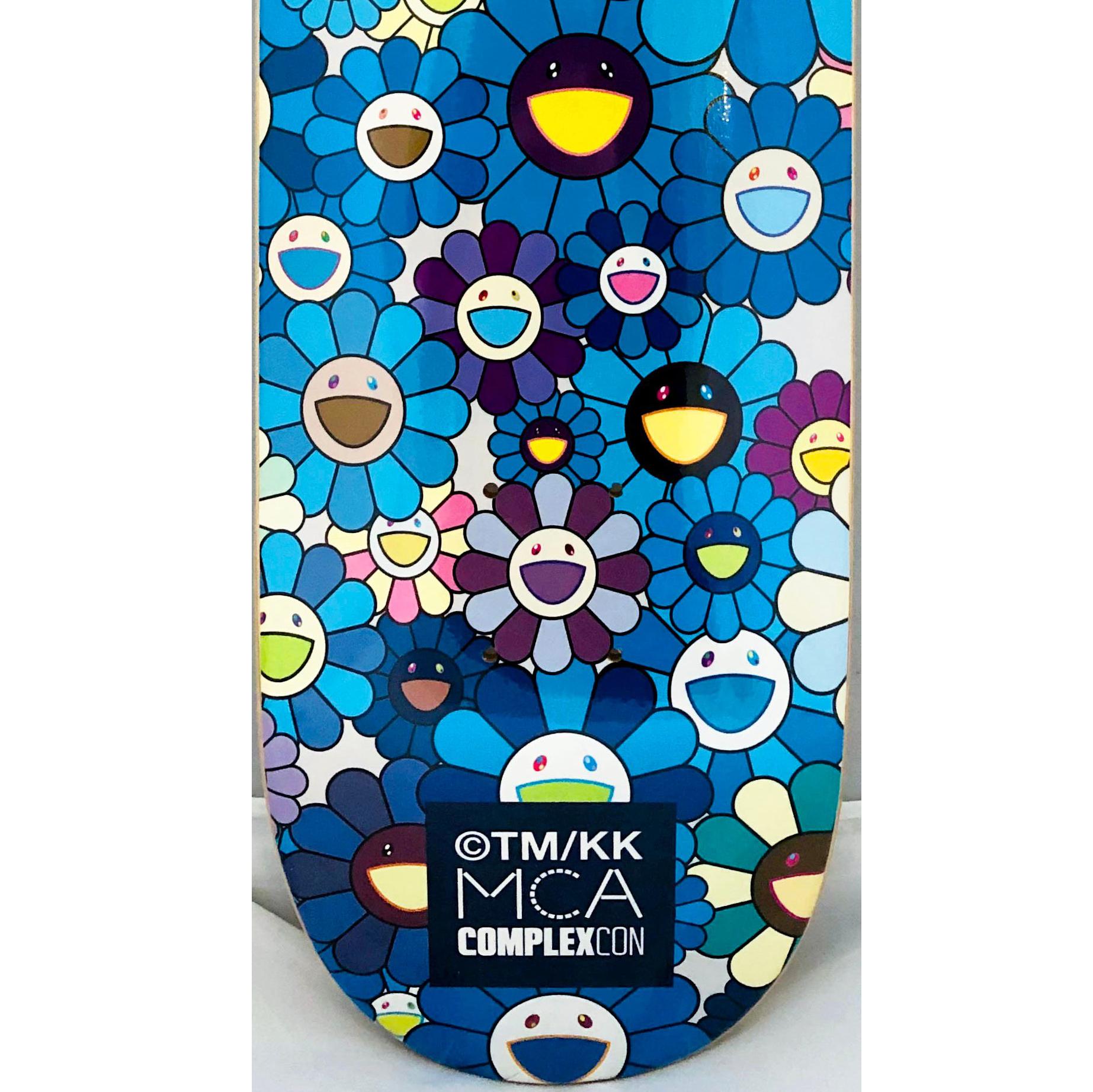 Takashi Murakami Flowers Skate Deck 
A vibrant piece of Takashi Murakami wall art produced as a limited series in conjunction with the 2017 Murakami exhibit: The Octopus Eats Its Own Leg, MCA Chicago. This deck is new in its original packaging. A