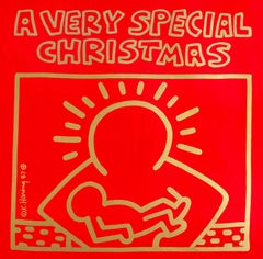 Original Keith Haring Vinyl Record Art (Keith Haring Christmas)