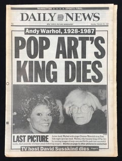 Andy Warhol 'Pop Art's King Dies' (New York Daily News 1987 Warhol death) 