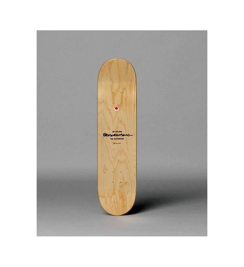 Robert Rauschenberg Double Luck Fish Skateboard:
This skateboard features details from Robert Rauschenberg's 1995 multi-media artwork Double luck and was produced in conjunction with the Rauschenberg foundation in 2016 from a limited edition of 300.