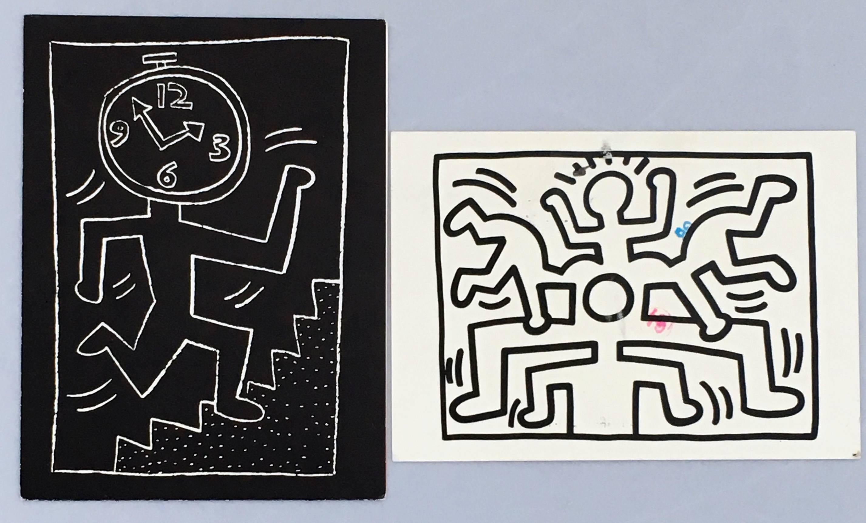 Vintage Keith Haring announcement cards: set of 2 (1988 & 1990)  - Art by (after) Keith Haring