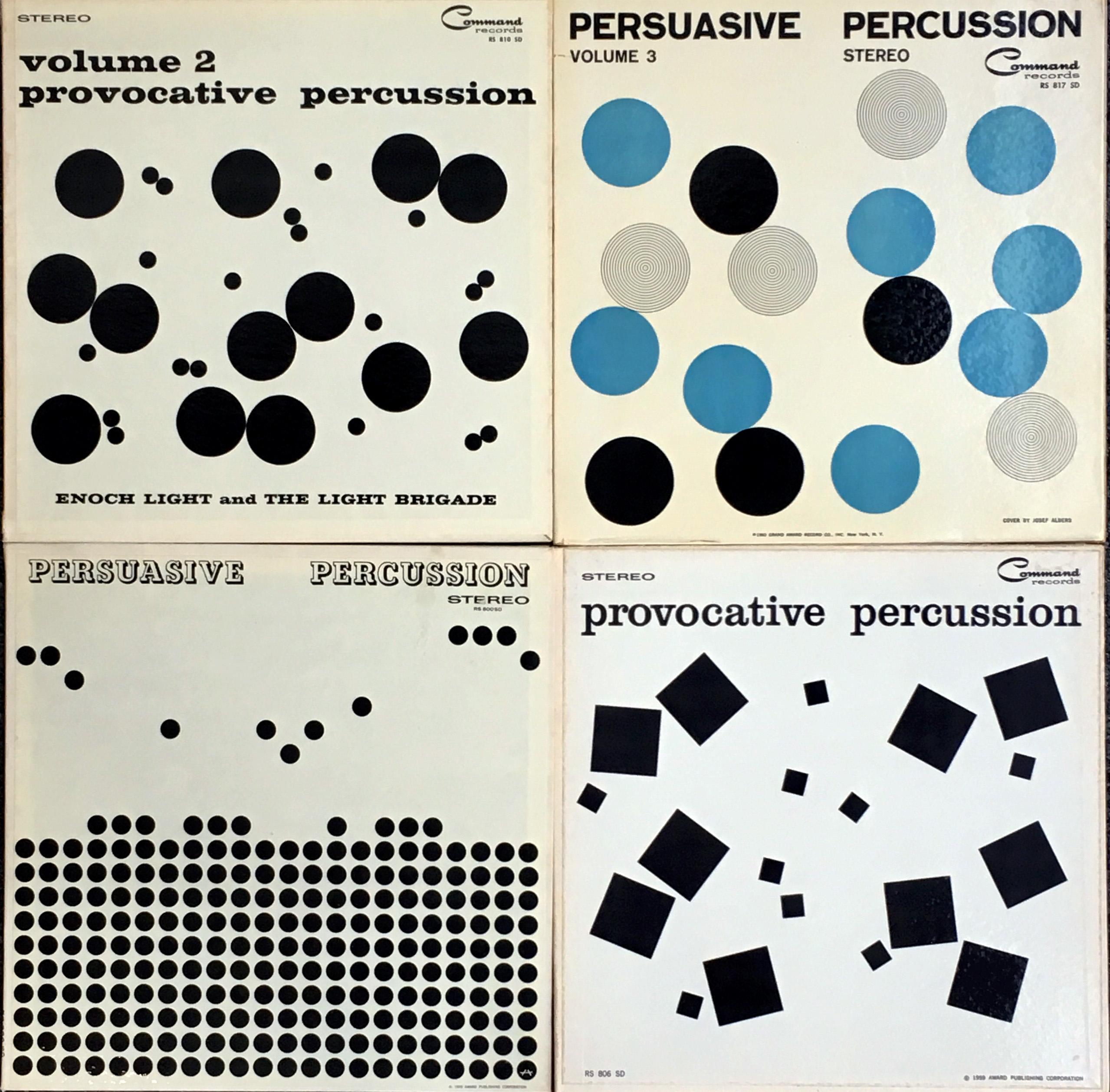 Josef Albers vinyl record art (set of 4)  - Mixed Media Art by (after) Josef Albers