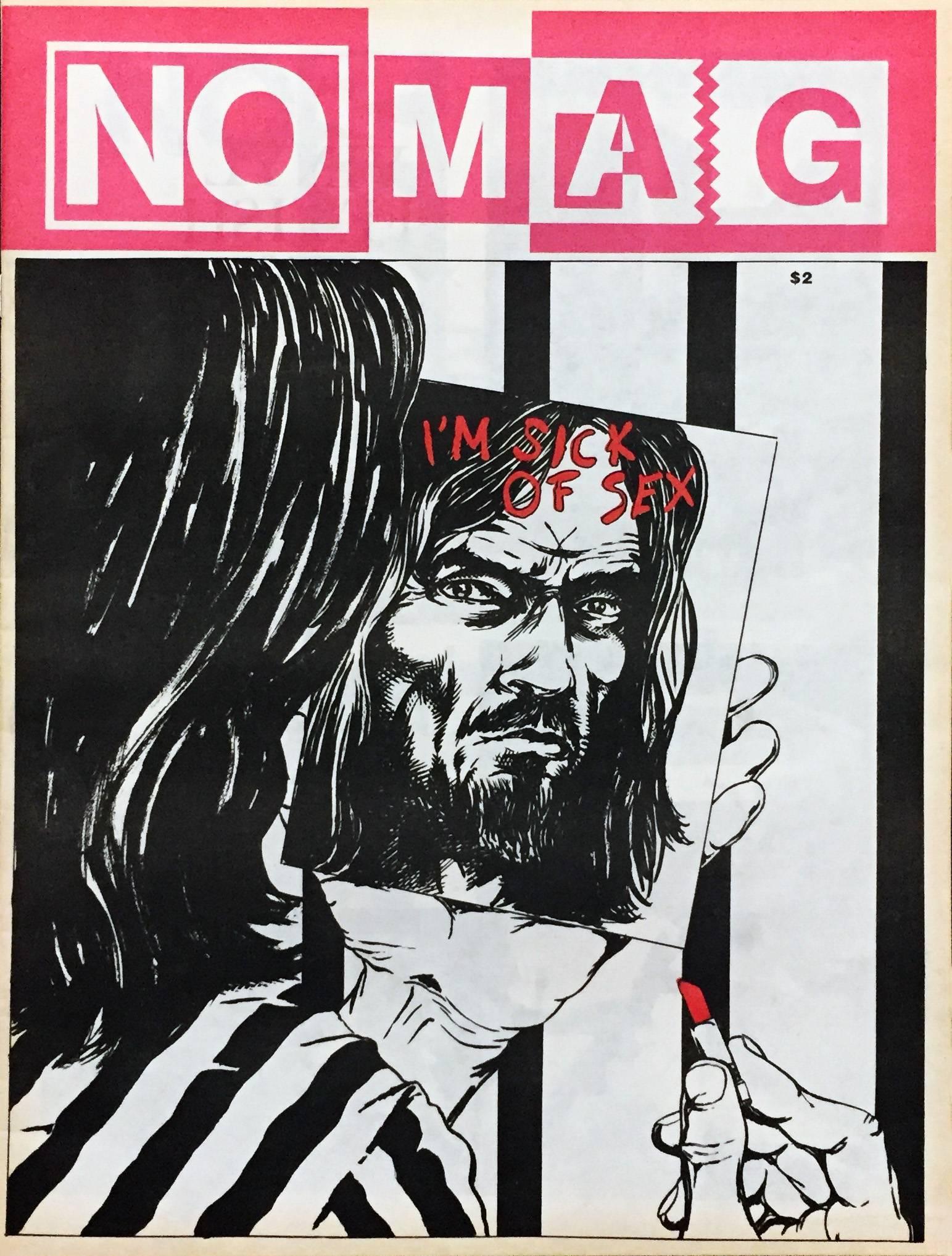 Raymond Pettibon, "No Mag,'" 1981
A rare late 70's/early 80's Los Angeles Punk scene publication featuring several stand out illustrations by Raymond Pettibon
Medium: Newspaper magazine, offset printed
Minor aging to cover commensurate with age &