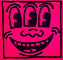 Vintage Original Keith Haring Three Eyed Smiling Face stickers (Keith Haring Pop Shop) 
