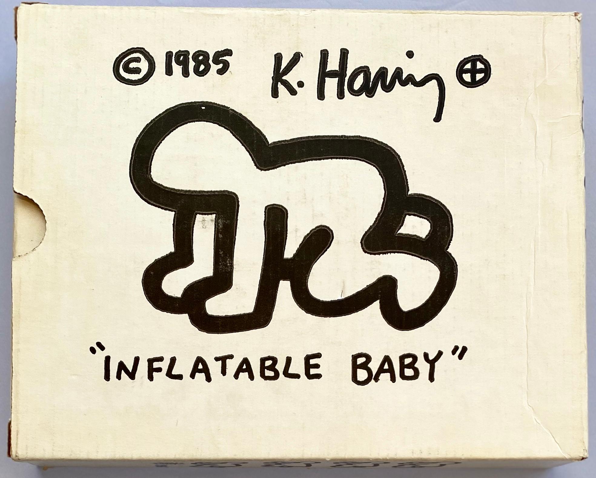 Keith Haring Inflatable Baby 1985: 
A classic original 1980s Keith Haring Pop Shop collectible that makes for unique display piece both in and out of the box. These black and white inflatable multiples were sold by Haring as affordable sculpture,