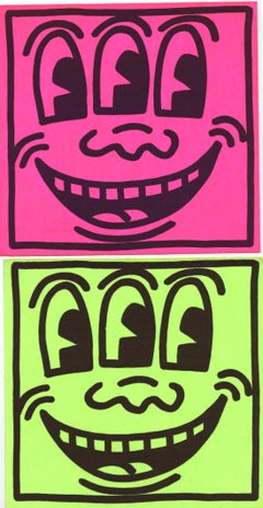 Vintage Original Keith Haring Three Eyed Smiling Face stickers (Keith Haring Pop Shop) 